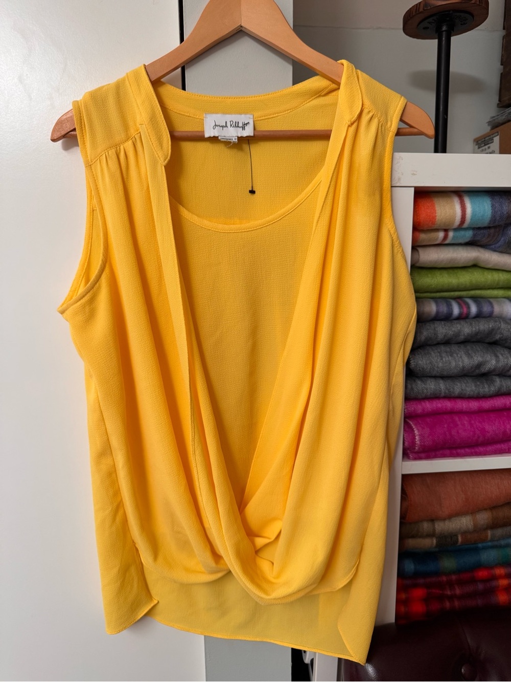 Joseph Ribkoff Yellow Draped Sleeveless Top – Size 10